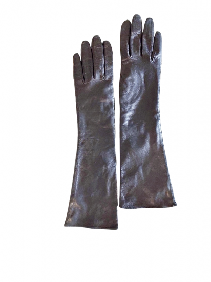 black longer length real leather lined gloves italy another time vintae apparel.png