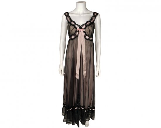 Black Nylon Nightgown Saxon Lingerie.jpg