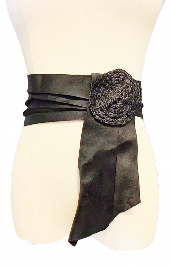 black silk edwardian 1900s sash belt rosette antique vintage another time vintage apparel 1.png