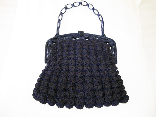 Blue Popcorn Stitch Crocheted Bag with Celluloid Frame.jpg