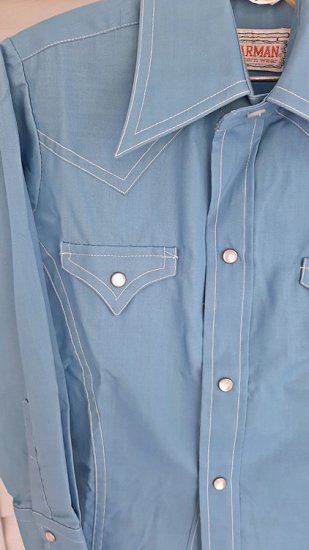 boys vintage 60s 70s blue western shirt,unworn.jpg
