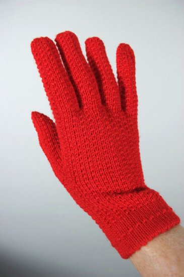 bright red wool ladies gloves 1960s crochet knit L - 2.jpg