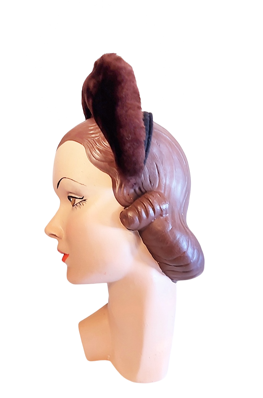 brown 1940s fur felt half band hat war years 1.png