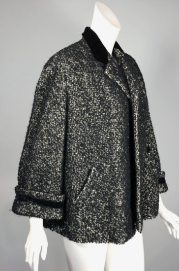 C123-black & ivory poodle wool early 1950s swing jacket - 3.jpg