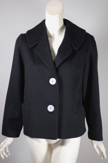 C168-black wool 1950s coat cropped length boxy fit - 02.jpg