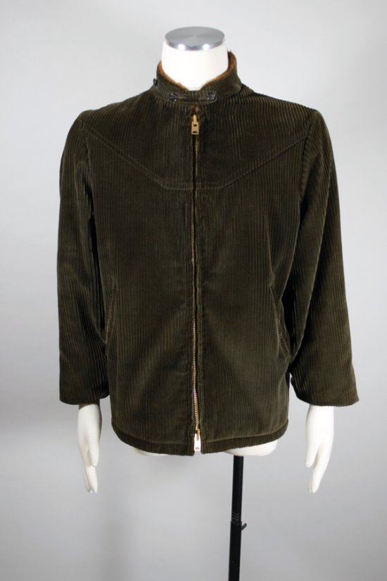 C206-brown corduroy zip-front mens jacket 1960s 42 size M - 2.jpg