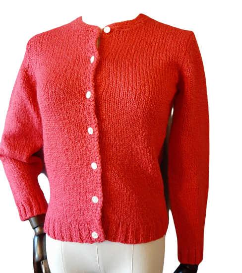 coral 60s acrylic cardigan sweater,pearl buttons.png