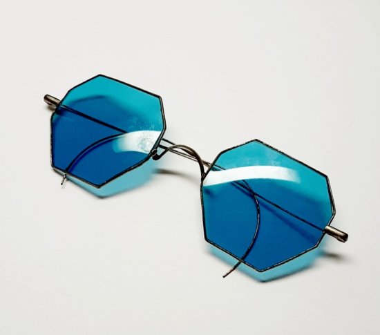 deco blue lens sunglasses antique wire rims,steampunk,true vintage,bettebegoodvintage.jpg