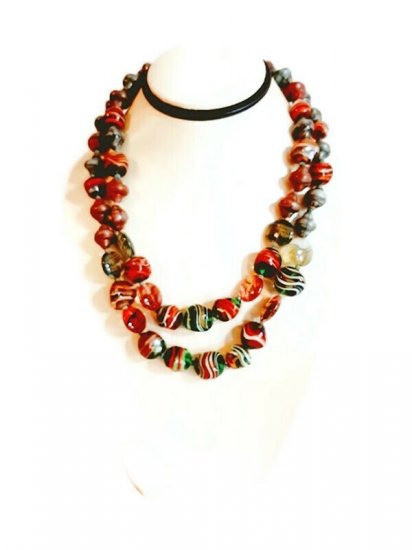designer vintage jewelry,carnegie necklace,1960s,rart glass beads,anothertimevintageapparel.jpg