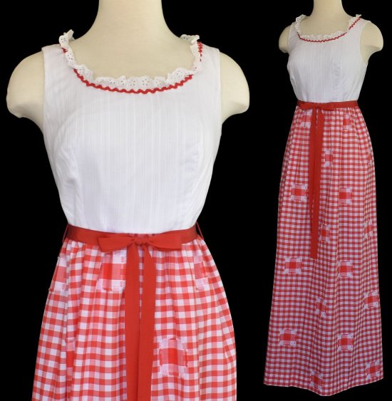 double red and whtie check maxi dress 3.jpg