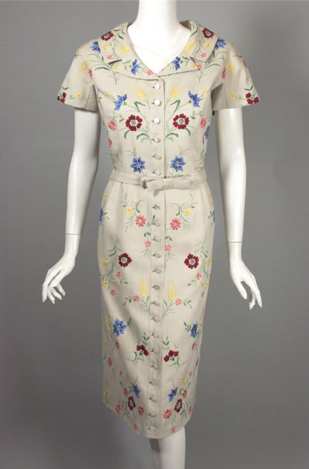DR1001-hand embroidered floral linen 1950s 1960s dress - 4.jpg