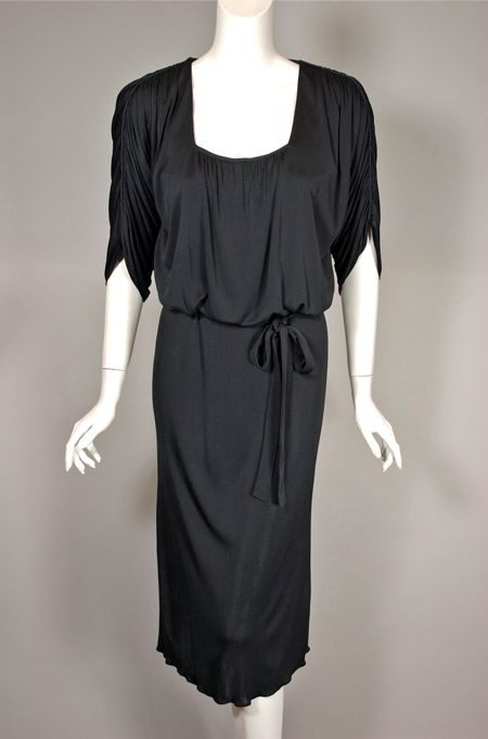 DR1036-Becky Bisoulis 1970s dress black draped jersey - 2.jpg