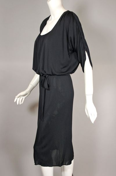 DR1036-Becky Bisoulis 1970s dress black draped jersey - 4.jpg