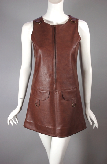 DR1043-brown vinyl 1960s micro mini dress xs junior size - 2.jpg
