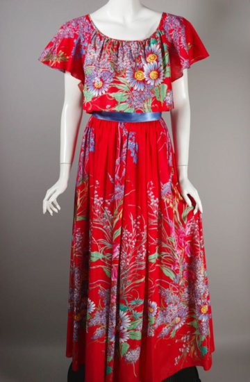 DR1086-Rona 1970s maxi dress boho red floral cotton NOS - 8.jpg