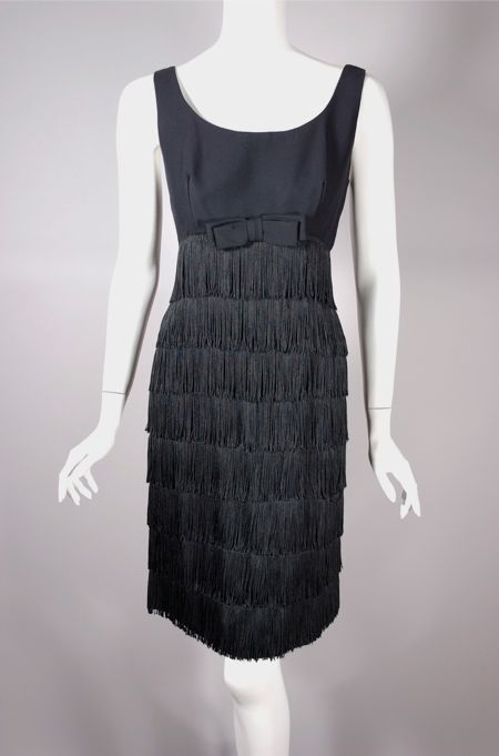 DR1108-black 1960s dress fringe cocktail dress flapper style - 1.jpg