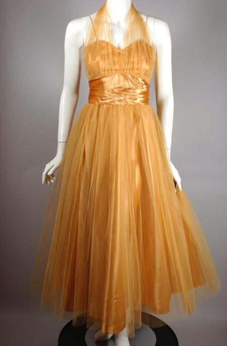 DR1114-gold tulle 50s formal 1950s party dress halter - 4.jpg