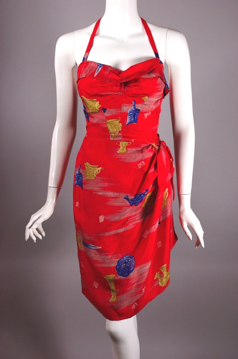 DR1124-bombshell Hawaiian dress 1950s halter orange silk - 1.jpg