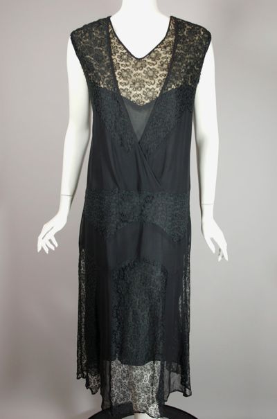 DR1137-black lace 1920s dress flapper evening gown size M - 1.jpg