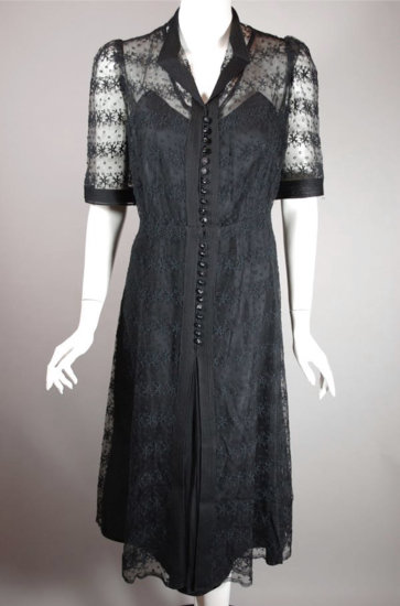 DR1139-sheer floral lace late 1930s black dress size L - 3.jpg