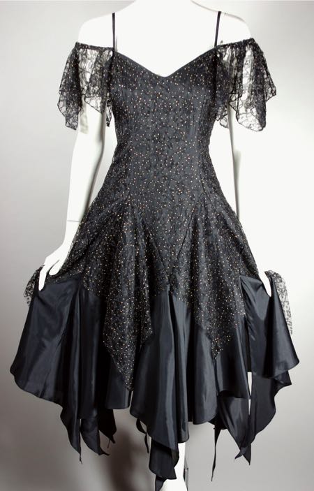 DR1144-goth princess black party dress 80s lace taffeta - 4.jpg