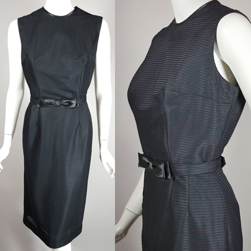 DR1156 pintucked black wiggle dress 1950s LBD size S.jpg