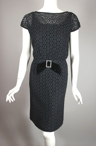 DR1166-Pat Hartly early 1960s dress black cotton eyelet lace - 1.jpg