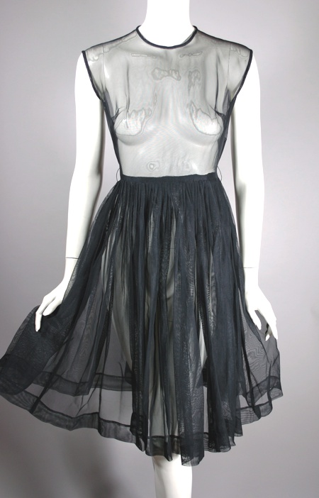 DR1184-sheer black mesh dress 1950s 1960s overdress - 1.jpg