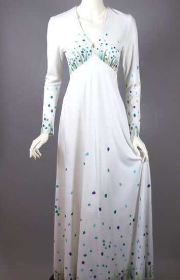 DR1227-Victor Costa maxi dress 70s gown white jersey hand painted - 05.jpg