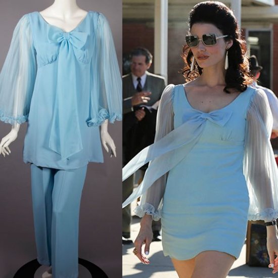 DR1235-1960s mini dress blue angel sleeves pant set.jpg