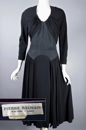 DR1257-Pierre Balmain dress early 1950s black rayon crepe - 04 copy.jpg