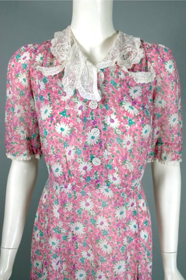 DR1268-pink floral cotton 1930s day dress lace collar - 04.jpg