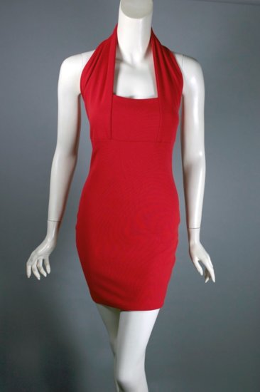 DR1288-body con 80s dress red knit minidress 1980s S - 1.jpg