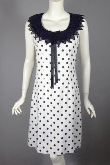 DR1296-polka dots 1960s shift dress black white deadstock - 01.jpg