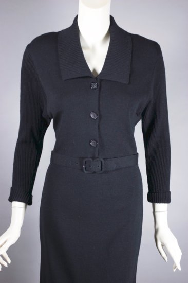 DR1303-black knit 1950s sweater dress acrylic size S to M - 02.jpg