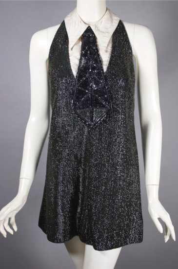 DR1309-Twiggy style 1960s micro mini dress black sparkle fabric - 08.jpg