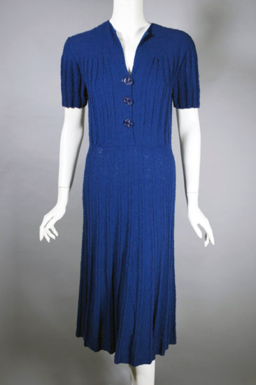DR1317-blue cotton knit late 1940s-1950s sweater dress - 1 copy.jpg