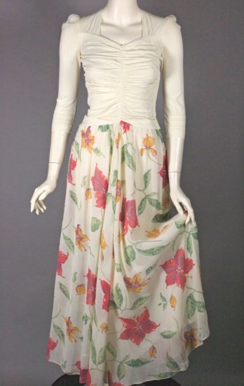 DR1320-XXS 1940s dress evening gown tropical floral ivory - 04.jpg