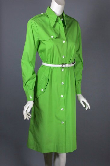 DR1330-1970s shirt dress Ralph Lauren bright green Polo - 13.jpg