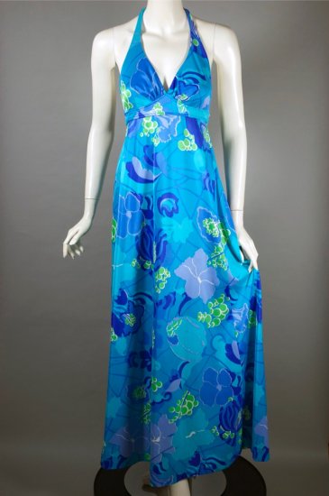 DR1341-1970s Jantzen swim halter dress coverup blue print - 01.jpg