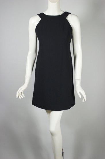 DR1381-mod mini dress 1960s Geoffrey Beene black wool - 01.jpg