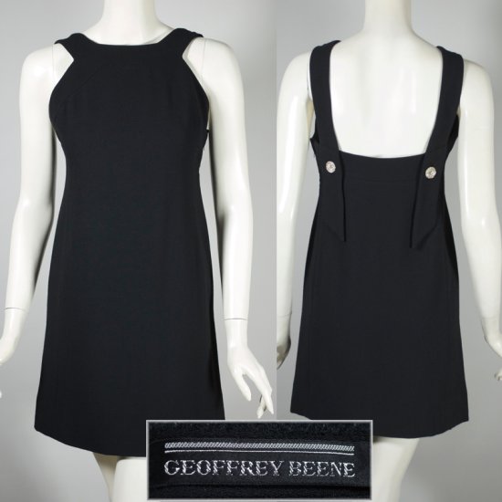 DR1381-mod mini dress 1960s Geoffrey Beene black wool - 17.jpg