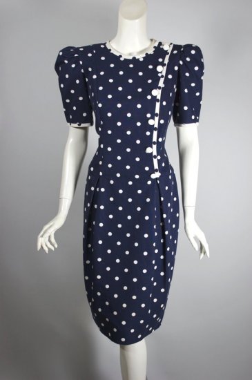 DR1394-Princess Diana style 1980s dress polka dots navy - 02.jpg