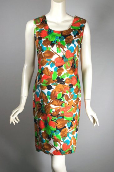 DR1490-1960s dress cotton floral print shift sleeveless XS - 3.jpg