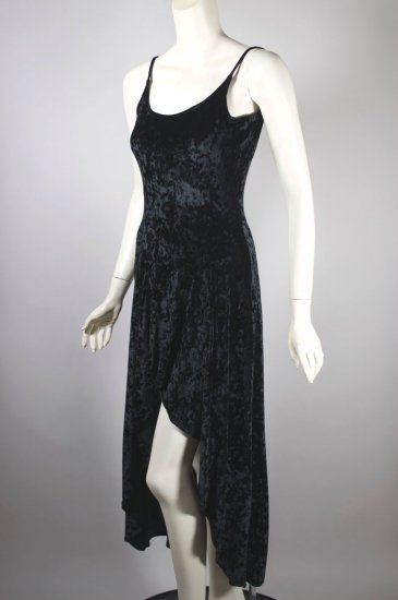 DR1515-90s Contempo Casuals black panne velvet dress goth - 5.jpg