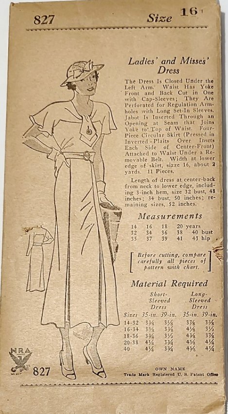 early 1930s original vintage dress sewing pattern nra long and slim.jpg