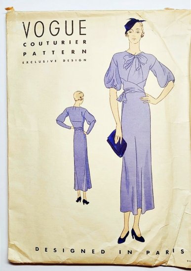 early 1930s vintage dress pattern Vogue Paris deco b34 complete original.jpg