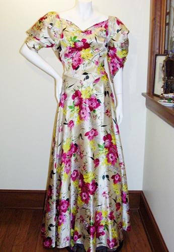 floral print 50s gown,anothertimevintageapparel.JPG