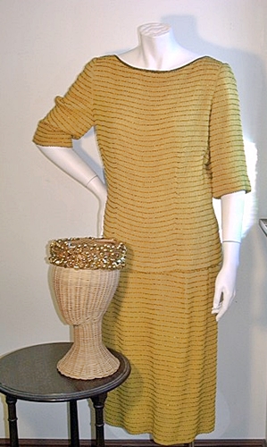 gold sequin dress and hat.JPG