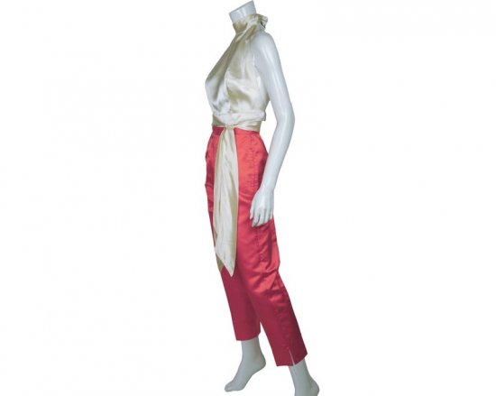 Hot Pink silk pants and halter top.jpg